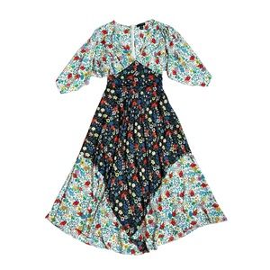 Topshop Idol Mixed Print Midi Dress size 6